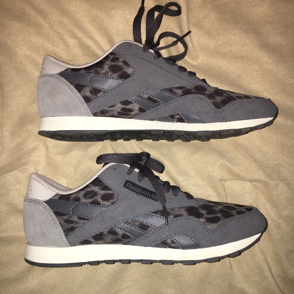 Reebok Black and Gray Cheetah Sneakers